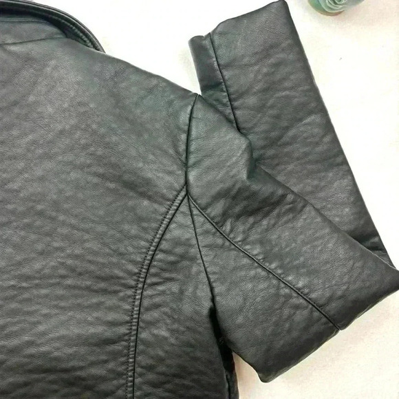 Victoria’s Secret Black Faded 50’s Cropped Belted Motorcycle Jacket Size M - Picture 10 of 16